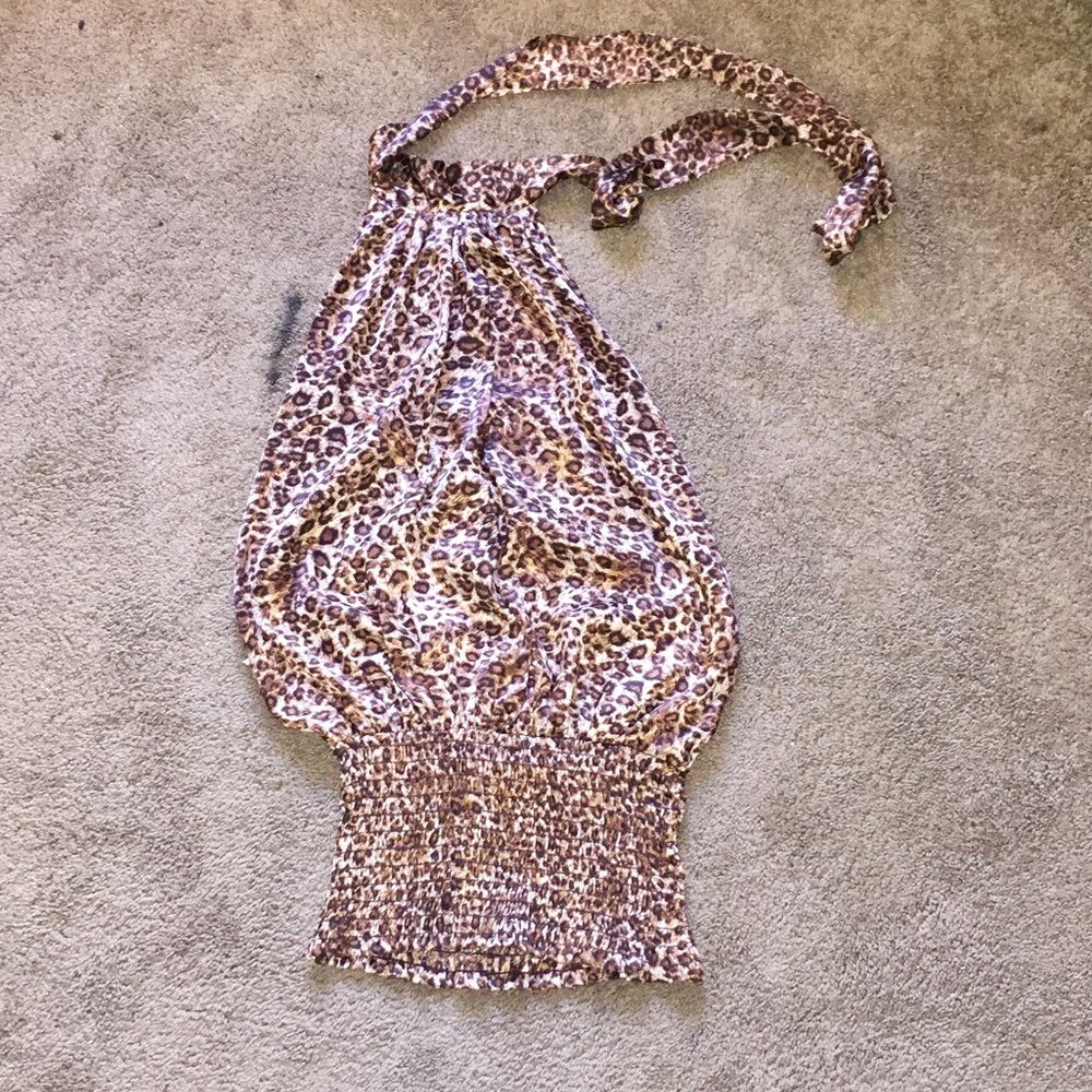 Leopard Silk Blouse with Necktie